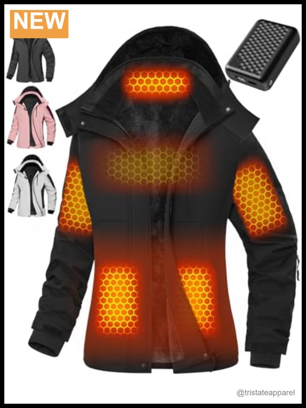 Graphene Heated Jacket 12V 18400mAh Water Repellent Quilted Winter Coat